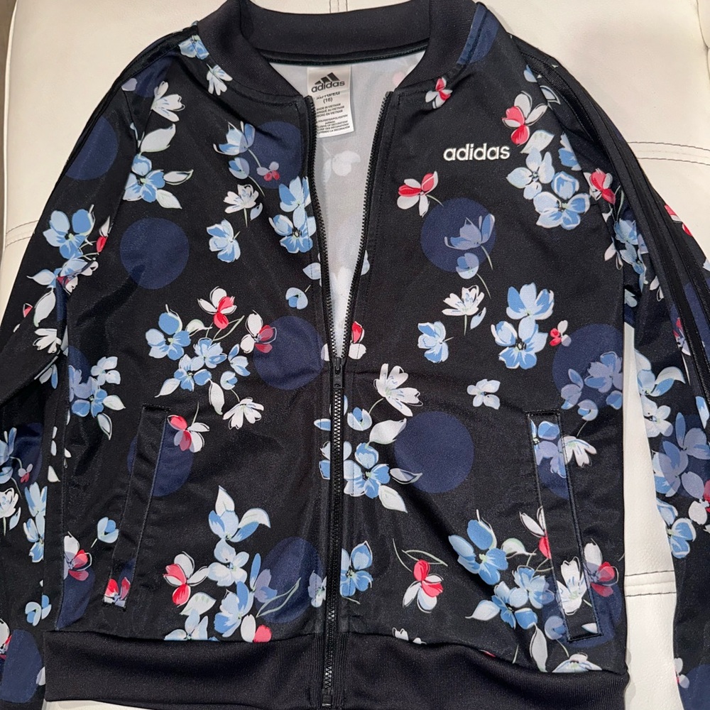 Adidas Full Zip Black Floral Track Jacket